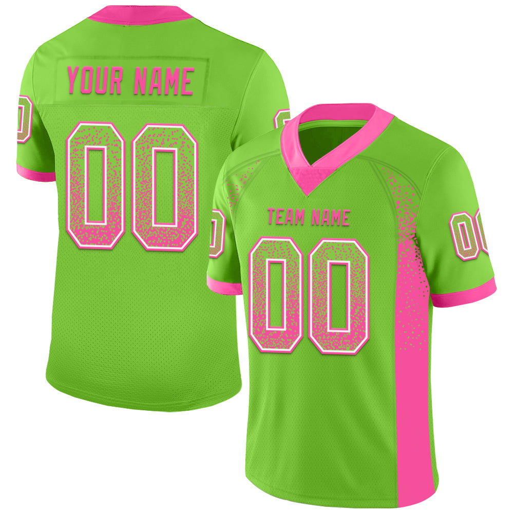 Customizable Mesh Football Jersey Neon Green Pink White Team Name Number Personalized Neon Green Pink-White Mesh Drift Fashion