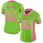 Customizable Mesh Football Jersey Neon Green Pink White Team Name Number Personalized Neon Green Pink-White Mesh Drift Fashion