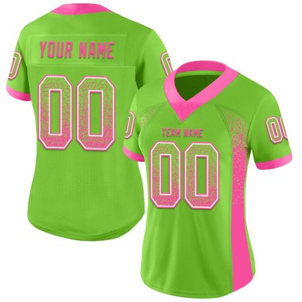 Customizable Mesh Football Jersey Neon Green Pink White Team Name Number Personalized Neon Green Pink-White Mesh Drift Fashion