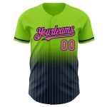 Custom Neon Green Pinstripe Baseball Jersey with Pink-Navy Authentic Fade - Personalized Name & Number Personalized Neon