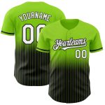 Custom Name and Number Personalized Neon Green Pinstripe Baseball Jersey - White-Black Authentic Fade Fashion Personalized
