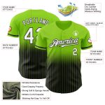 Custom Name and Number Personalized Neon Green Pinstripe Baseball Jersey - White-Black Authentic Fade Fashion Personalized