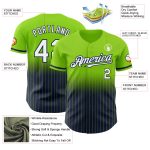 Custom Name and Number Baseball Jersey - Personalized White-Navy Fade with Neon Green Pinstripe Fashion Design Personalized
