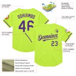 Custom Name Number Personalized Neon Green Purple Baseball Jersey Authentic Mesh Throwback Design Personalized Neon Green