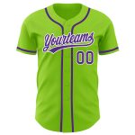 Personalized Neon Baseball Jersey in Green, Purple & White - Authentic Sports Apparel Personalized Neon Green Purple-White