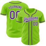 Personalized Neon Baseball Jersey in Green, Purple & White - Authentic Sports Apparel Personalized Neon Green Purple-White
