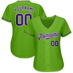 Custom Name and Number Personalized Authentic Baseball Jersey - Neon Green Purple White Personalized Neon Green Purple-White