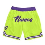 Custom Name Number Basketball Shorts Neon Green Purple White Authentic Throwback Personalized Neon Green Purple-White Authentic