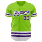 Custom Name and Number Personalized Neon Baseball Jersey in Green, Purple, and White - Authentic Team Apparel Personalized