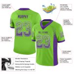 Custom Neon Green Purple-White Mesh Football Jersey with Personalized Name and Number - Drift Fashion Team Apparel Personalized
