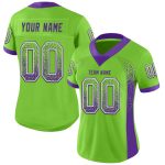 Custom Neon Green Purple-White Mesh Football Jersey with Personalized Name and Number - Drift Fashion Team Apparel Personalized