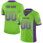 Custom Neon Green Purple-White Mesh Football Jersey with Personalized Name and Number - Drift Fashion Team Apparel Personalized