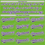 Custom Neon Green Purple-White Golf Polo Shirt with Team Name and Number - Performance Vapor Apparel Personalized Neon Green