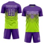 Custom Name Number Soccer Jersey - Personalized Neon Green Purple White Sublimation Team Uniform Personalized Neon Green