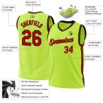 Personalized Neon Green Red-Black Authentic Throwback Basketball Jersey Team Custom Name and Number