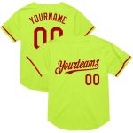 Personalized Neon Green Red Mesh Authentic Throwback Baseball Jersey Team Custom Name and Number
