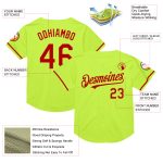 Personalized Neon Green Red Mesh Authentic Throwback Baseball Jersey Team Custom Name and Number