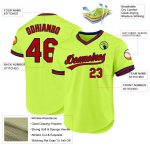 Custom Name Number Authentic Throwback Baseball Jersey - Personalized Neon Green Red-Navy Design Personalized Neon Green