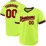 Custom Name Number Authentic Throwback Baseball Jersey - Personalized Neon Green Red-Navy Design Personalized Neon Green
