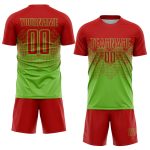 Custom Name and Number Soccer Uniform Jersey - Personalized Neon Green and Red Sublimation Team Gear Personalized Neon Green