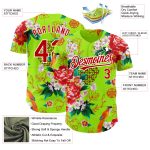 Personalized Neon Green Red-White 3D Pattern Design Northeast China Big Flower Authentic Baseball Jersey Team Custom Name and Number