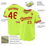 Custom Name and Number Personalized Baseball Jersey - Neon Green Red White Authentic Throwback Design Personalized Neon Green