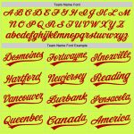Custom Name and Number Personalized Baseball Jersey - Neon Green Red White Authentic Throwback Design Personalized Neon Green
