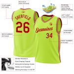 Custom Personalized Authentic Basketball Jersey - Neon Green Red-White with Team Name & Number Personalized Neon Green Red-White