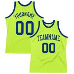 Personalized Neon Green Royal Authentic Throwback Basketball Jersey Team Custom Name and Number