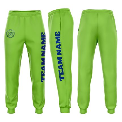 Custom Name & Number Personalized Neon Green Jogger Sweatpants Royal Fleece Personalized Neon Green Royal Fleece Jogger Sweatpants