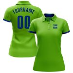 Personalized Neon Green Royal Performance Golf Polo Shirt Team Custom Name and Number