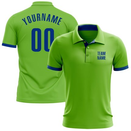 Personalized Neon Green Royal Performance Golf Polo Shirt Team Custom Name and Number