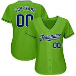 Custom Neon Green Baseball Jersey with Team Name & Number - Authentic Royal-White Design Personalized Neon Green Royal-White