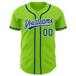 Personalized Neon Green Royal-White Authentic Baseball Jersey