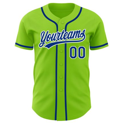 Personalized Neon Green Royal-White Authentic Baseball Jersey