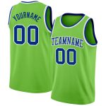 Custom Name Number Basketball Jersey - Neon Green Royal-White Authentic Design Personalized Neon Green Royal-White Authentic