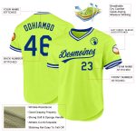 Personalized Neon Green Royal-White Authentic Throwback Baseball Jersey Team Custom Name and Number