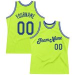 Custom Name Number Personalized Neon Green Royal White Basketball Jersey Authentic Throwback Personalized Neon Green Royal-White