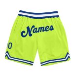 Personalized Neon Green Royal-White Authentic Throwback Basketball Shorts Team Custom Name and Number