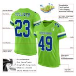 Personalized Neon Green Royal-White Mesh Authentic Football Jersey Team Custom Name and Number