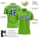 Custom Neon Green Golf Polo Shirt with Team Name & Number - Performance Royal-White Shirt Personalized Neon Green Royal-White
