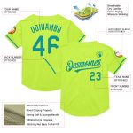 Custom Name and Number Personalized Neon Green and Teal Baseball Jersey - Authentic Throwback Mesh Team Jersey Personalized