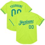 Custom Name and Number Personalized Neon Green and Teal Baseball Jersey - Authentic Throwback Mesh Team Jersey Personalized
