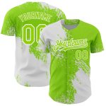 Custom Neon Green 3D Pattern Baseball Jersey with Brush Stroke Design, Personalized Name & Number, Authentic Team Gear Personalized