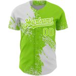 Custom Neon Green 3D Pattern Baseball Jersey with Brush Stroke Design, Personalized Name & Number, Authentic Team Gear Personalized