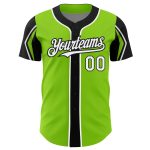 Custom Authentic Baseball Jersey with Personalized Name & Number - Neon Green, White & Black Arm Shapes Personalized Neon