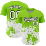 Personalized Neon Green White-Black 3D Pattern Design Abstract Splash Grunge Art Authentic Baseball Jersey Team Custom Name and Number