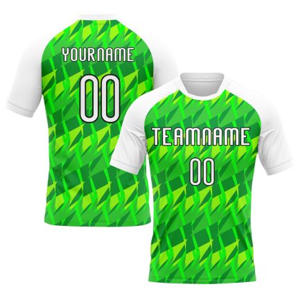 Custom Neon Green Black White Abstract Volleyball Jersey Uniform Personalized Neon Green White-Black Abstract Shape Sublimation