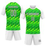 Custom Neon Green Black White Abstract Volleyball Jersey Uniform Personalized Neon Green White-Black Abstract Shape Sublimation