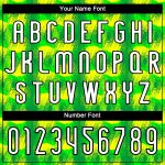 Custom Neon Green Volleyball Uniform Jersey with Abstract Shape, White-Black Design, Personalized Name & Number Personalized